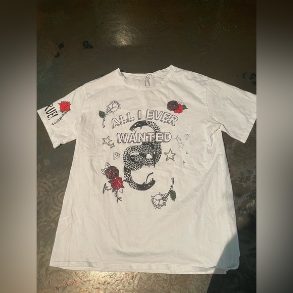 Mango Casual Graphic White T-Shirt ALL I EVER WANTED - Picture 4 of 7